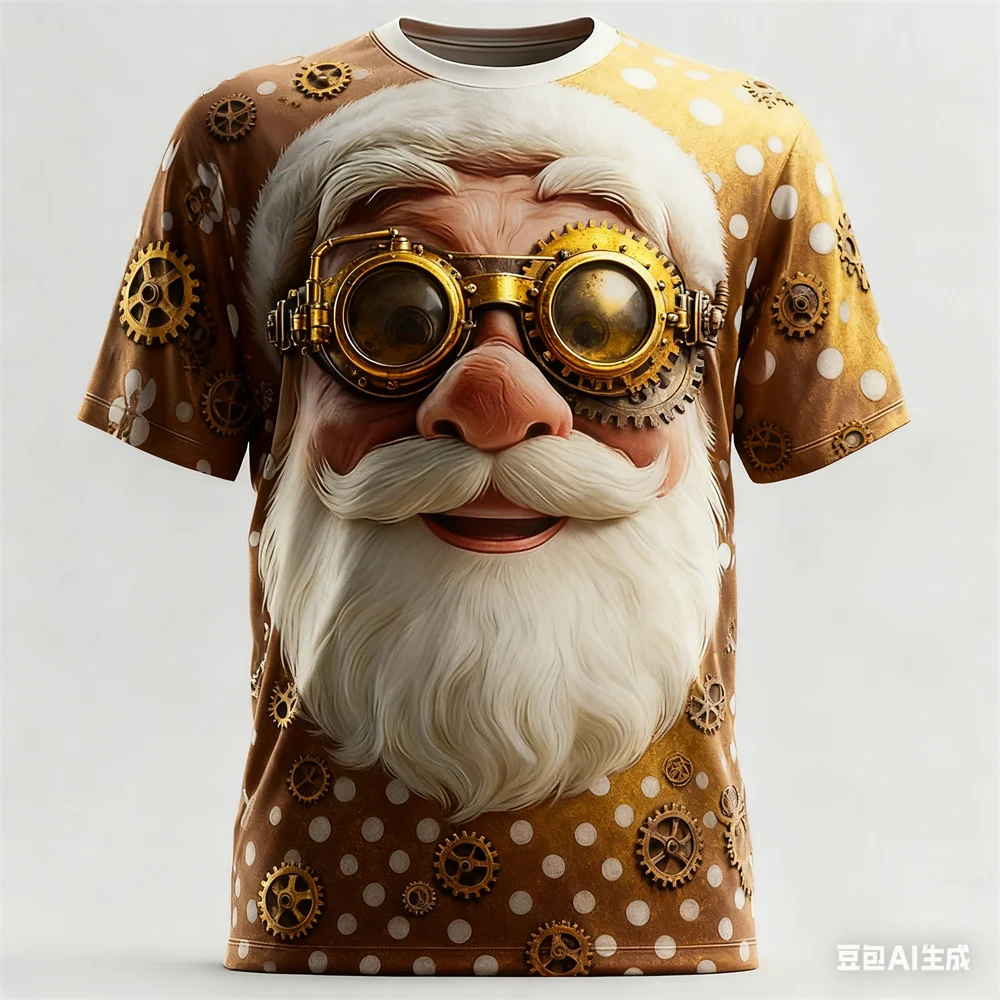 عيد الميلاد تي شيرت رجالي فاسق سانتا كلوز نمط طباعة الرجال المرأة تي شيرت تنفس الجولة الرقبة الجرافيك تي شيرت ملابس الحفلات