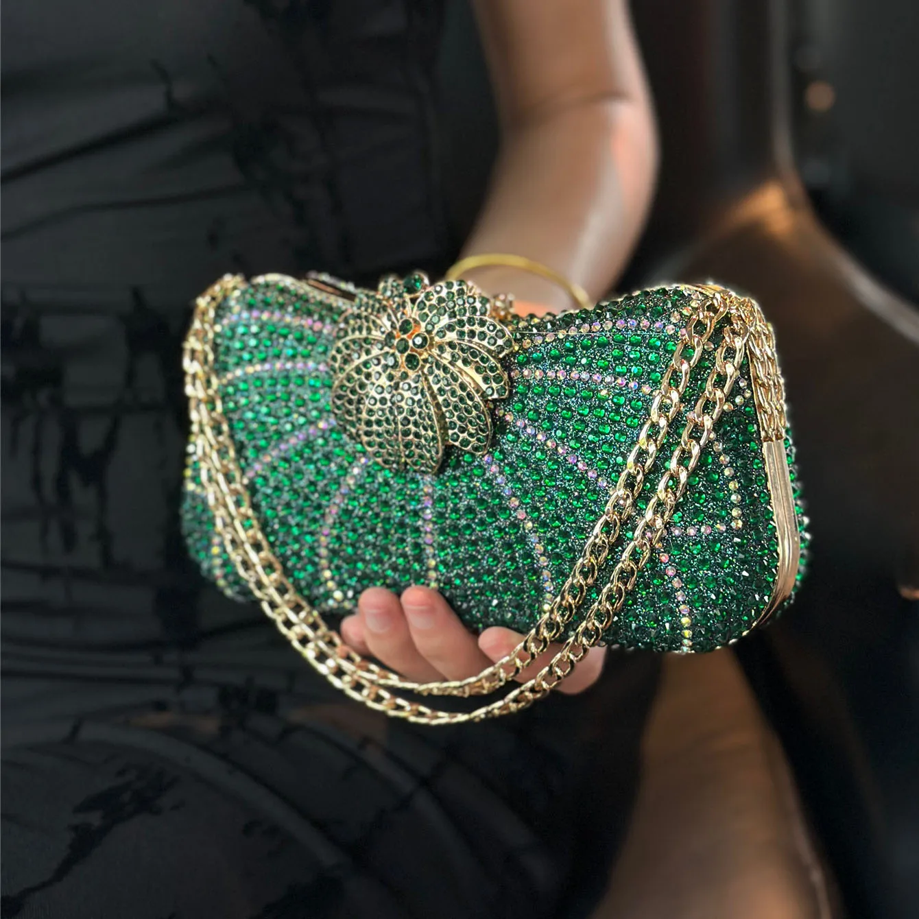 

Роскошная банкетная сумка со стразами для женщин, американская мода, уличные сумки с цепочкой, элегантные женские вечерние сумки с аппликацией
