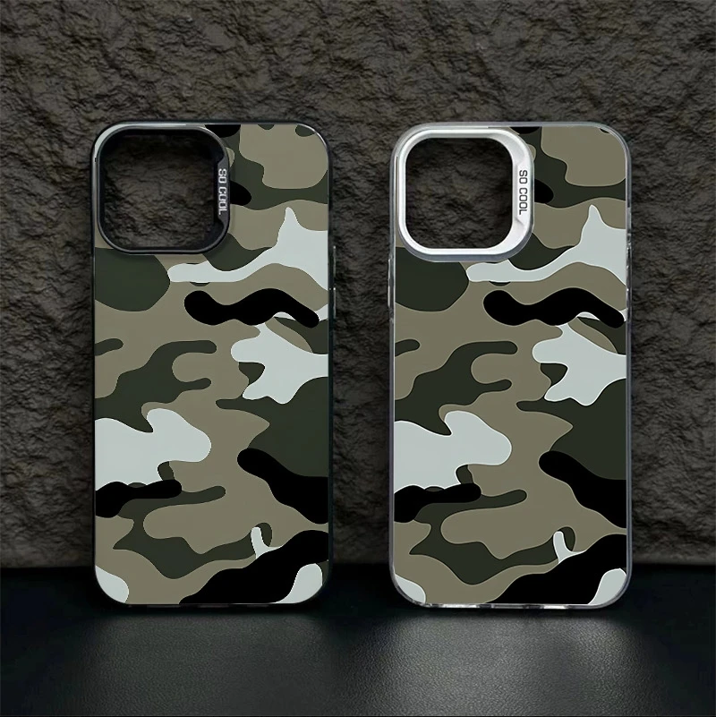 

Phone Case For iPhone 16 15 14 Pro Max 11 13 12 XS Max XR X XS 7 8 Plus 16E Black Green Leopard Print Artistic IMD Silver Cover