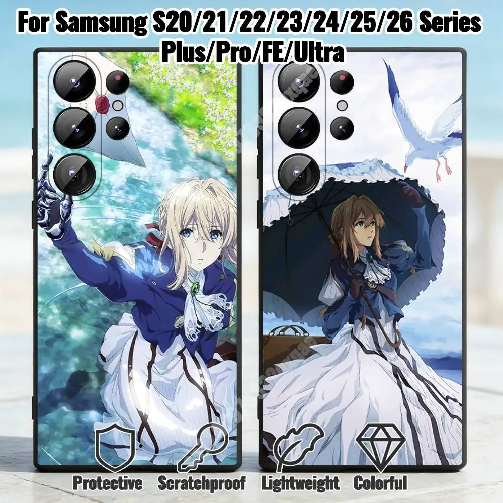 Violet Evergarden Phone Case for Samsung Galaxy S21 22 23 Ultra Plus S24 25 26 FE Lite TPU Protector