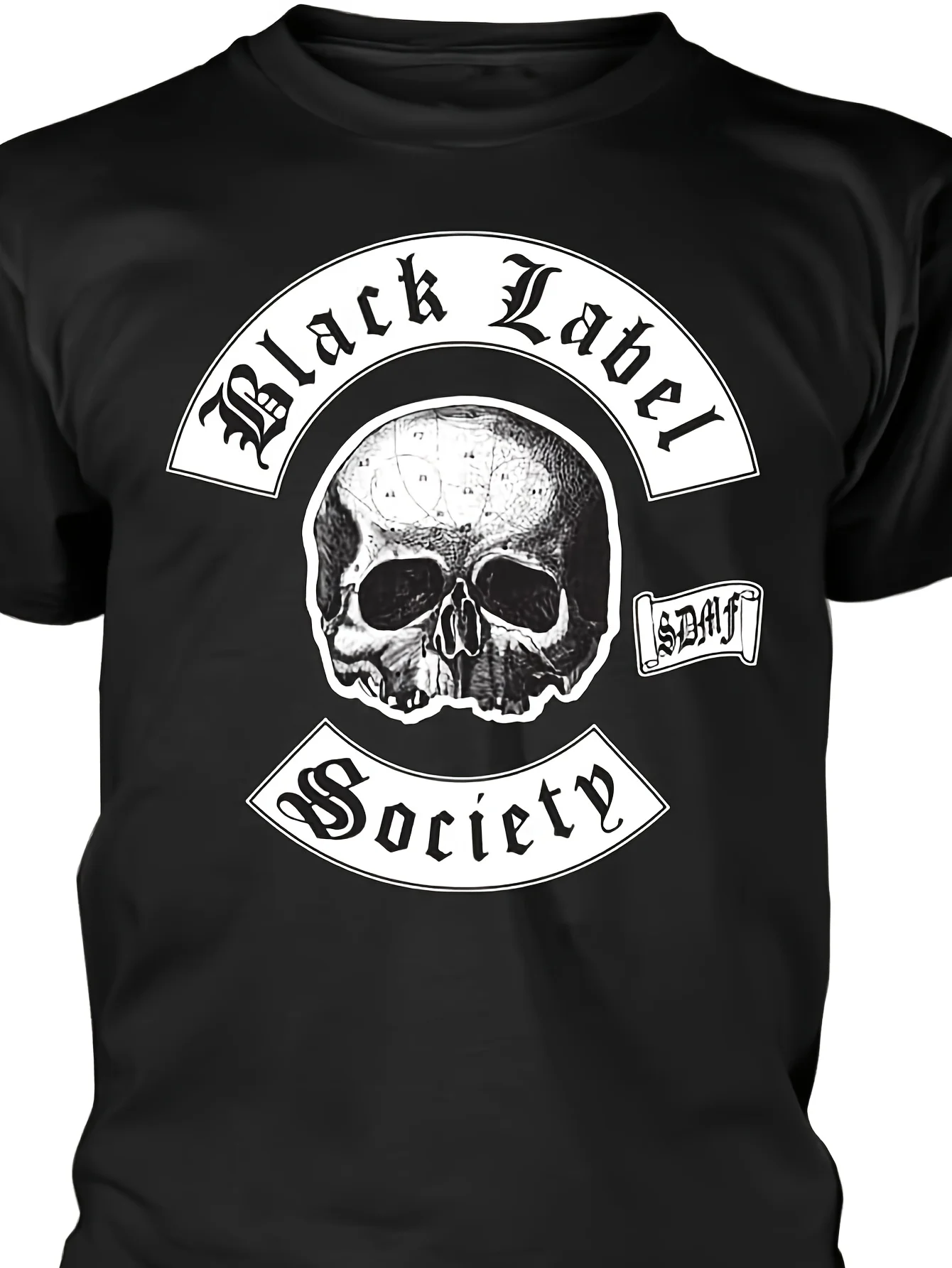 

Мужская черная хлопковая футболка с рисунком — круглый вырез с коротким рукавом, жирным черепом и принтом «BLACK LABOR SOCIETY», повседневная уличная футболка