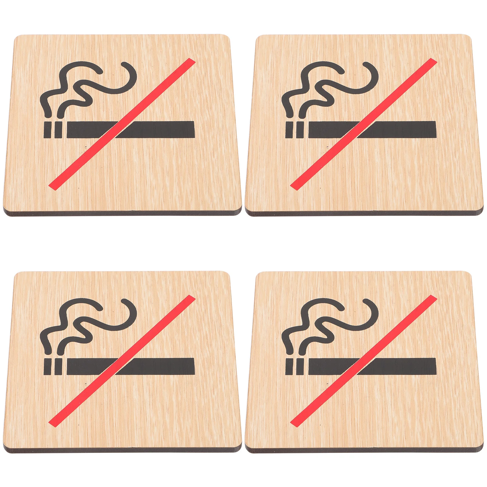 4Pcs No Smoking Signboards Solid Wood Construction Fade Resistant for Public Spaces Gas Stations Parks Effective Reminder