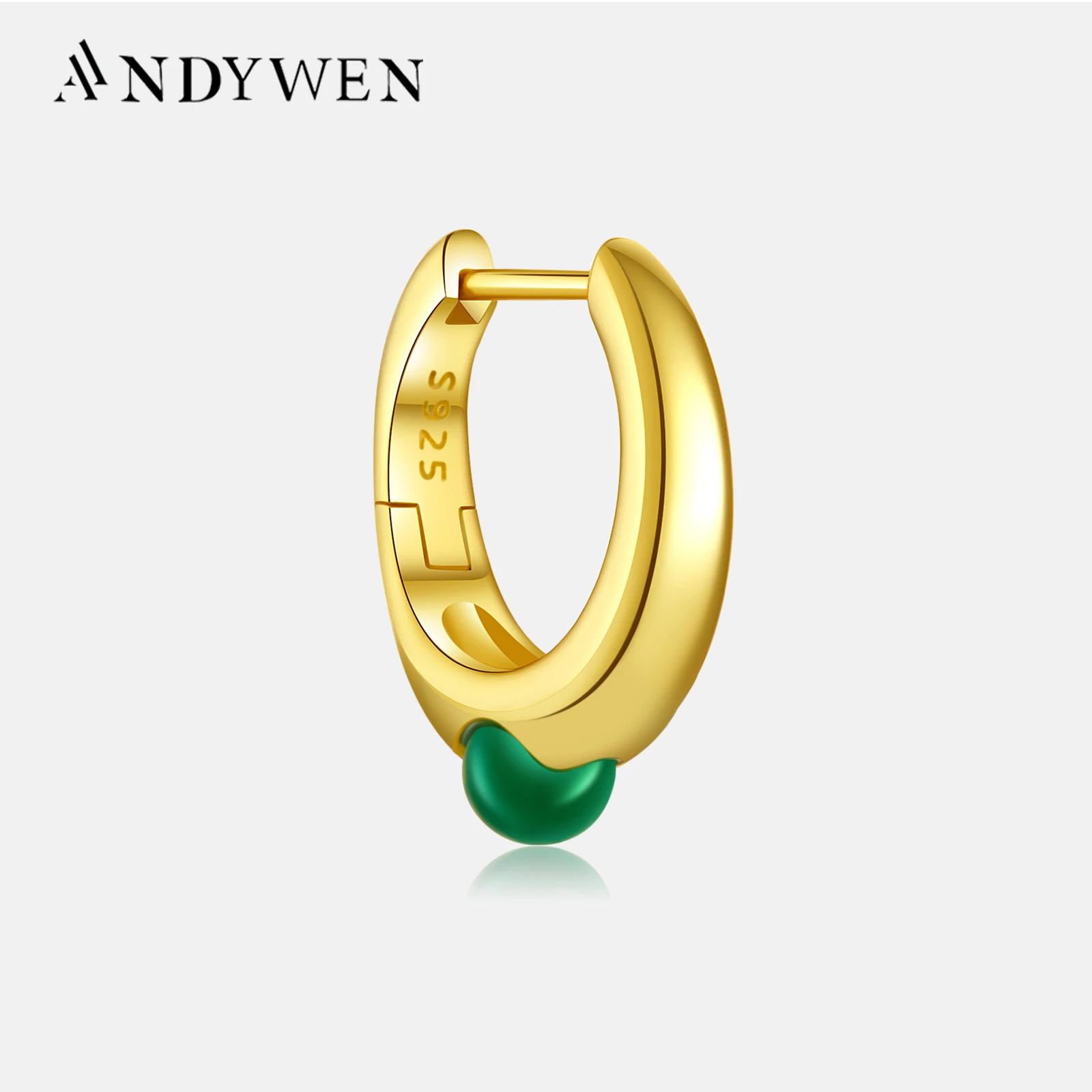 

ANDYWEN женские серьги-кольца из стерлингового серебра 925 пробы, зажимы для пирсинга, петля, круг, 2021, роскошные изысканные свадебные украшения на день матери