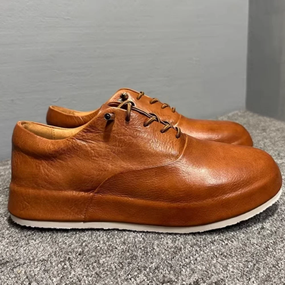High-top men's shoes - genuine leather, versatile, slip-resistant, durable, and comfortable casual sneakers