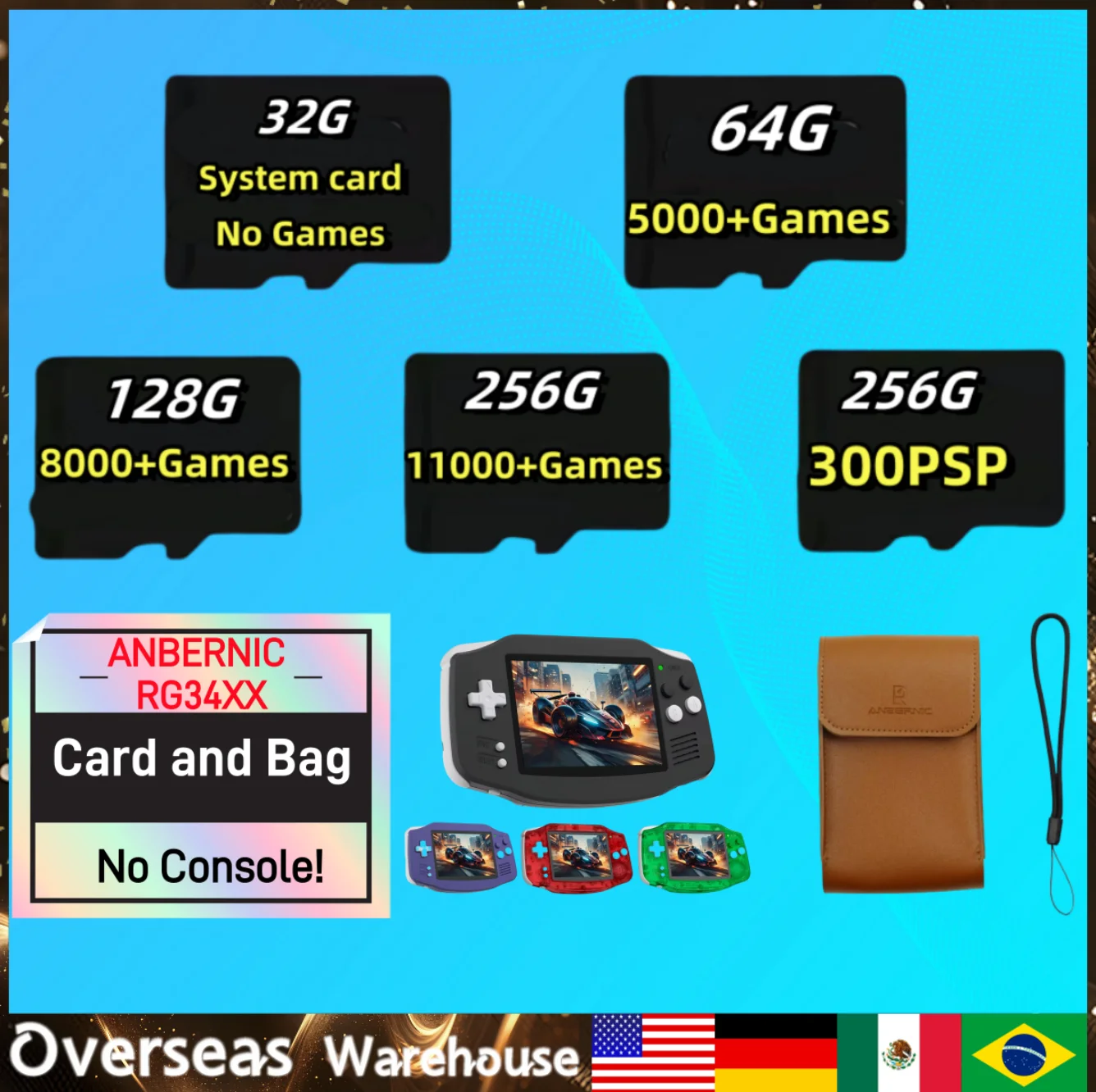 ANBERNIC RG34XX TF Card Memory Card  Preloaded Games  256G 300+ PSPGames Video Game Console Pre-install Retro Games Gifts