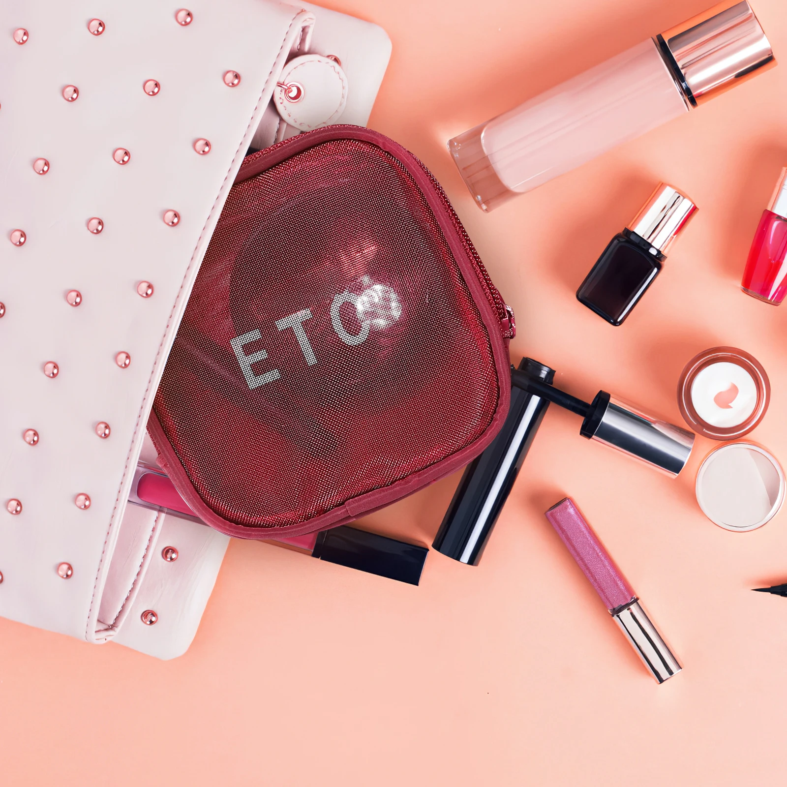 

5Pcs Mesh Makeup Bags Small Travel Makeup Bag Organizers for Travel Business Trip Home Storage Translucent Design