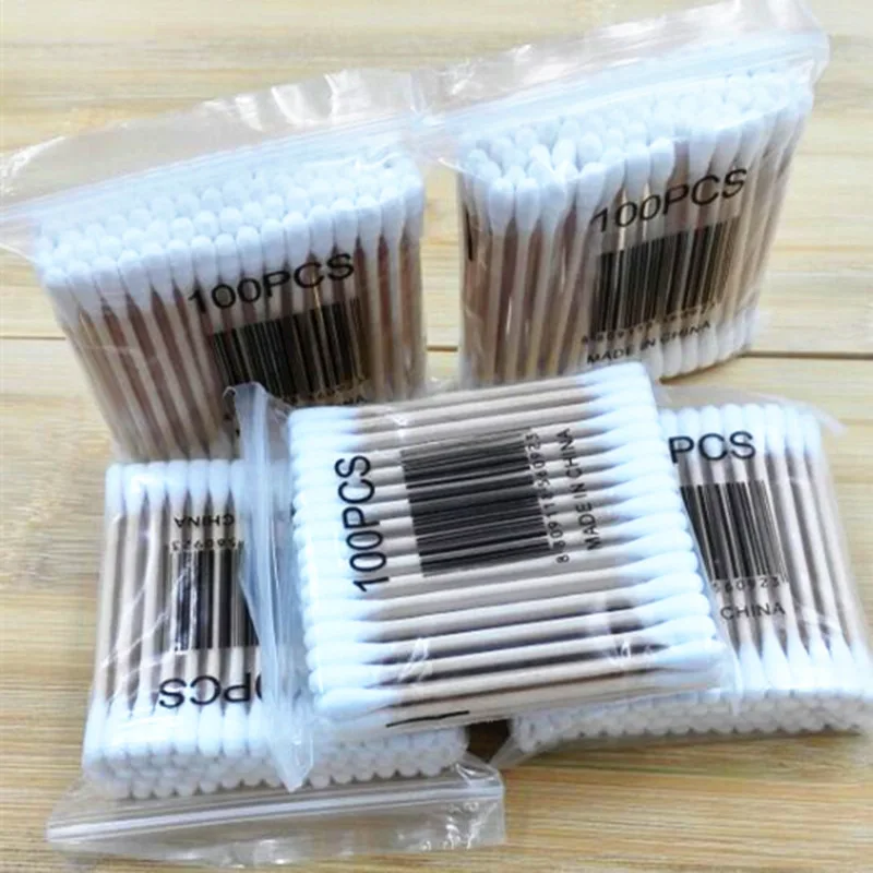100pcs/bag Disposable Baby Cotton Swabs Makeup Cosmetic Tips for Girls Stick Rod Cotton Bud Cotton Applicator Bar