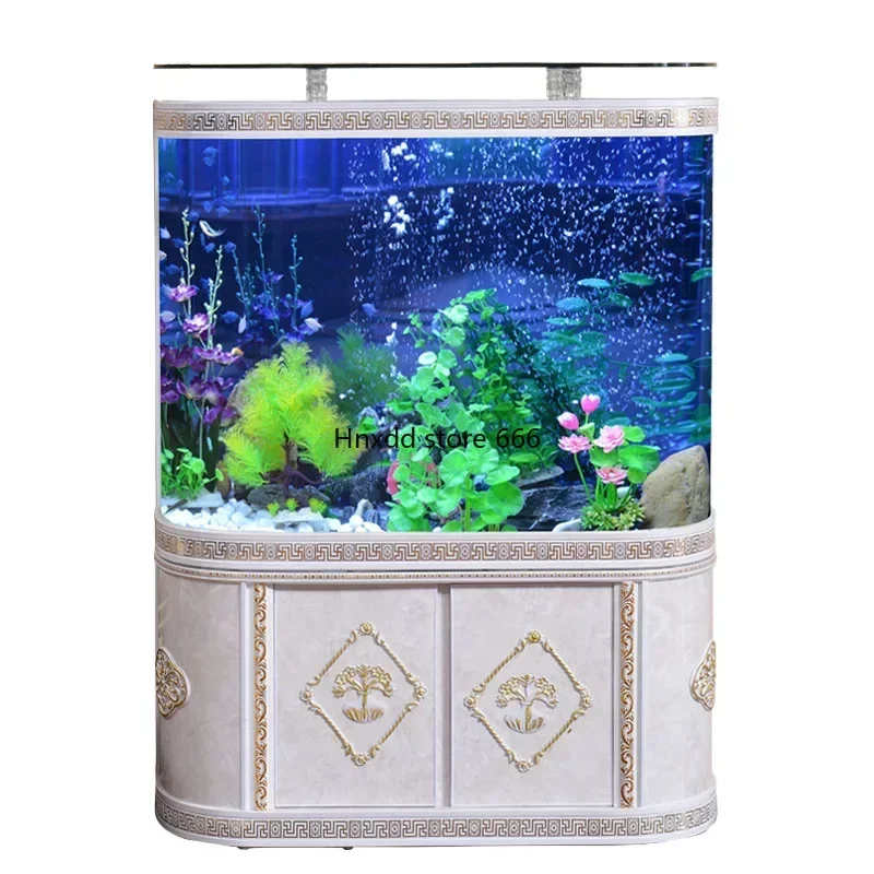 Aquarium Living Room Glass Change Water Ecological Landscaping Large Bottom Filter Floor Fish Tank