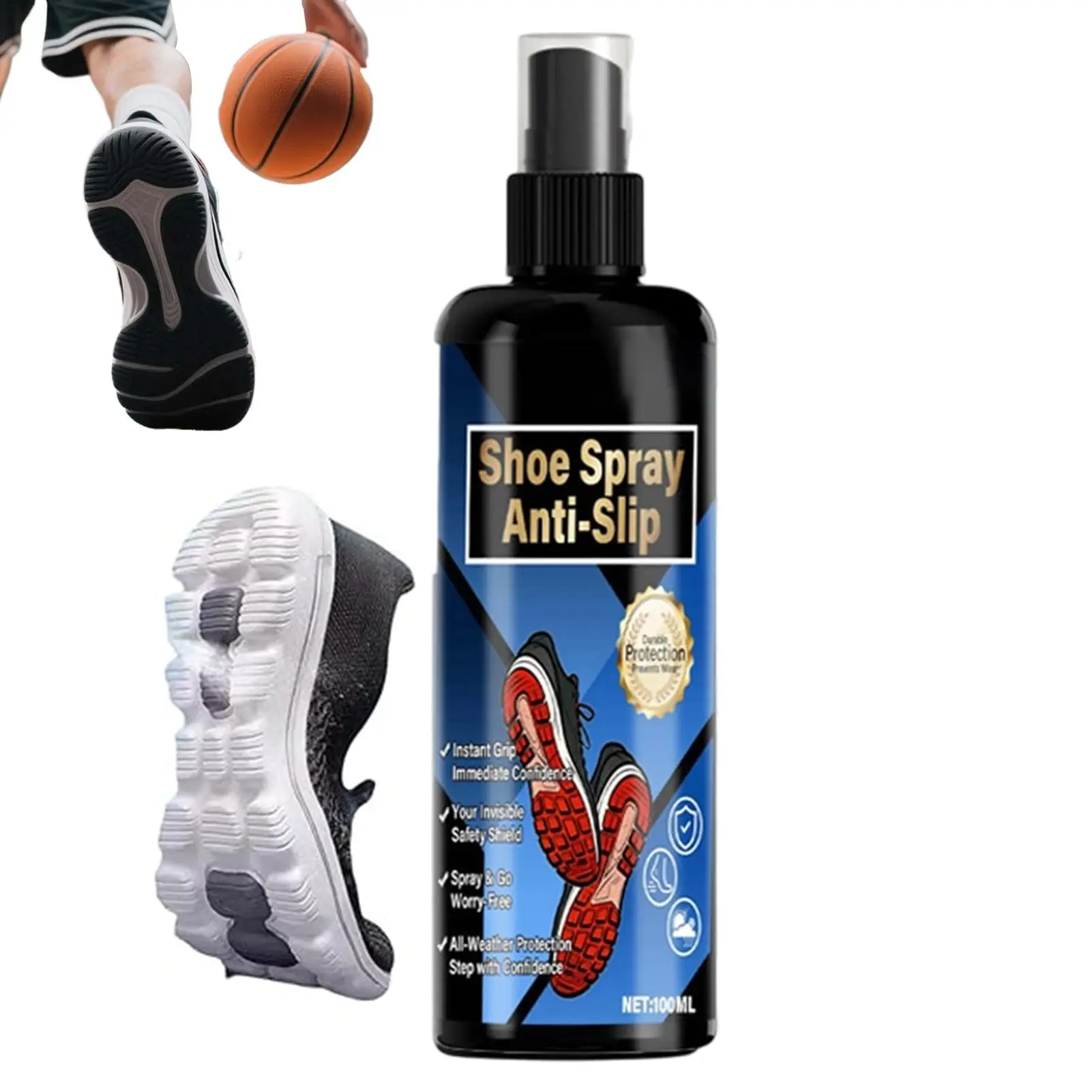 Spray Antideslizante para Zapatos, Potenciador de Agarre de 100 ml, Líquido de Tracción para Deportes, para Baloncesto, Fútbol, Tenis, Golf, Botas de Senderismo, Zapatillas Deportivas