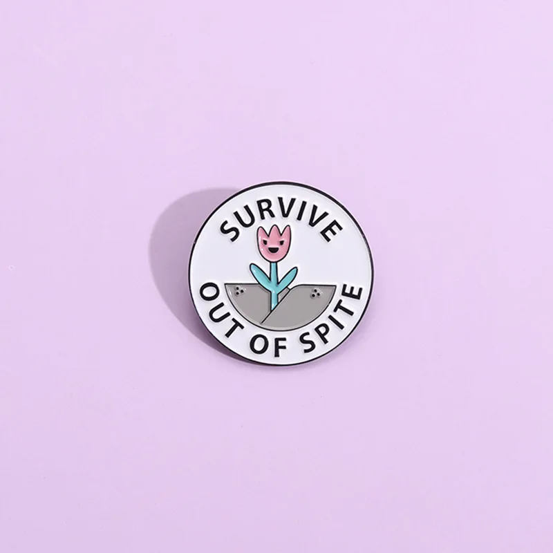 Survive Out Of Spite Enamel Pins Tough Grass Brooches Shirt Collar Lapel Inspiring Badges Jewelry Gift For Best Friend Wholesale