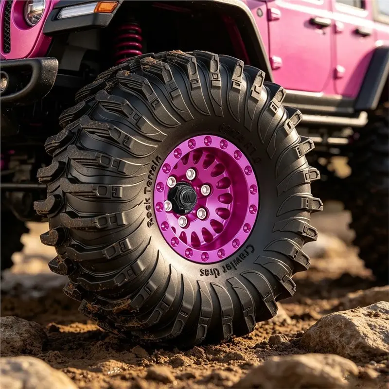 Beadlock Wheel Tires 1.0 Inch 63Mm RC Cralwer Crawler For Traxxas TRX4M Axial SCX24 AX24 FCX24 For 1/18 1/24 Upgrades
