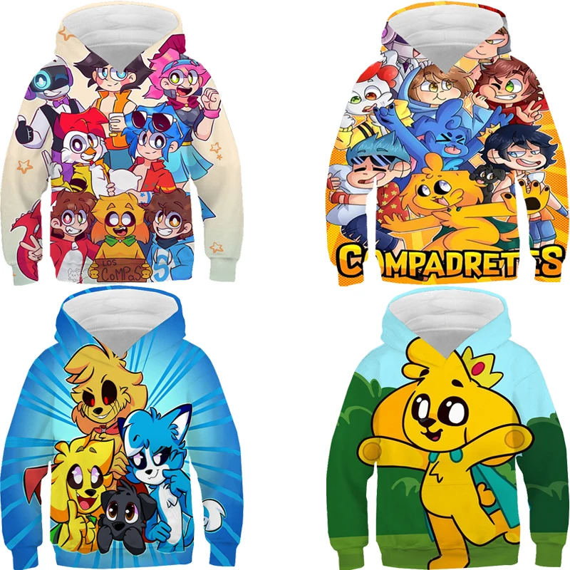 Sudaderas con capucha de Compadretes, sudaderas de dibujos animados para niños, ropa para niños y niñas, Tops con capucha, jerséis de manga larga Mikecrack, Sudadera