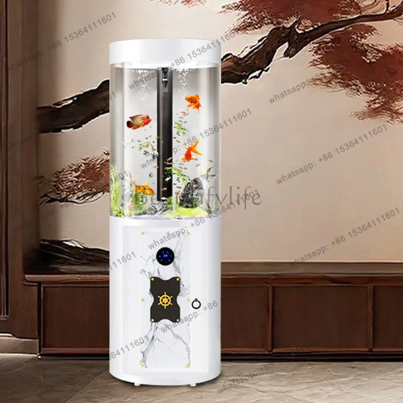 New acrylic office silent water-free small smart goldfish tank cylindrical fish tank