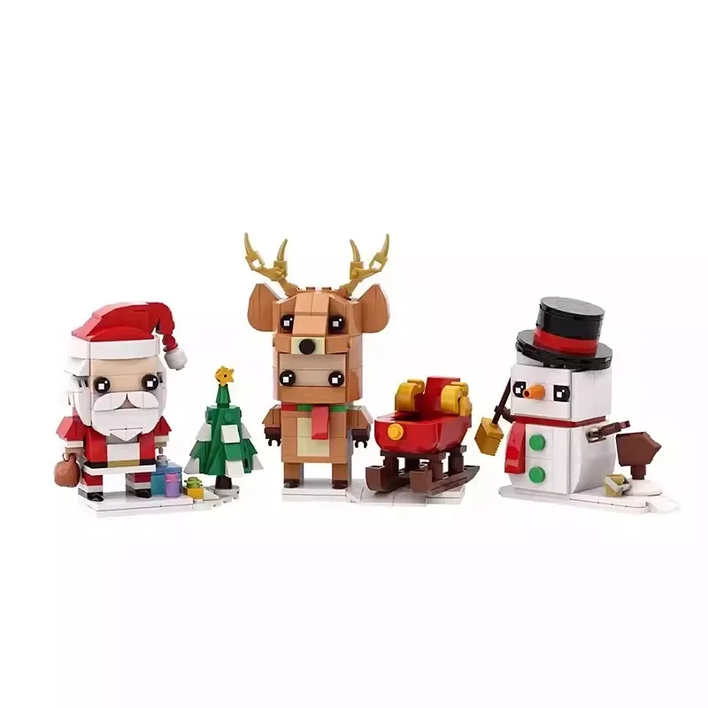 Bricklink Ideas natale slitta di babbo natale alce slitta cane Brickheadz imposta blocchi di costruzione giocattoli per bambini regalo di capodanno