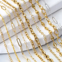 Chaîne en acier inoxydable de couleur or de 2 mètres/1 mètre, haute qualité pour Bracelet et collier, fabrication de bijoux, résultats de bricolage, vente en gros