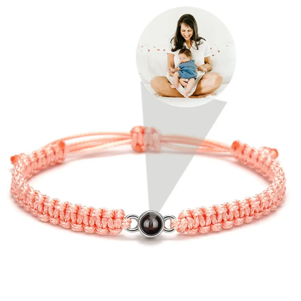 Personalized Custom Projection Photo Bracelet Adjustable Circle Photo Color Braided Bracelets for Women Jewelry Family Gift