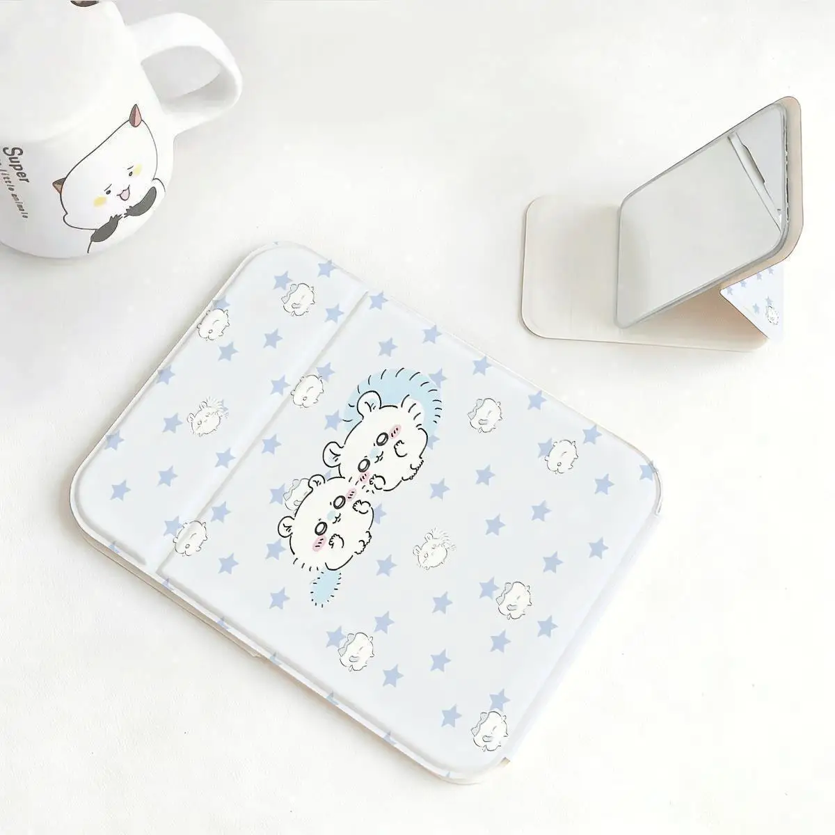 Cute Chiikawa Momonga Portable Makeup Mirror Foldable HD Clear Pocket Cosmetic Mirror Cartoon Momonga Hand Mirror Lightweight