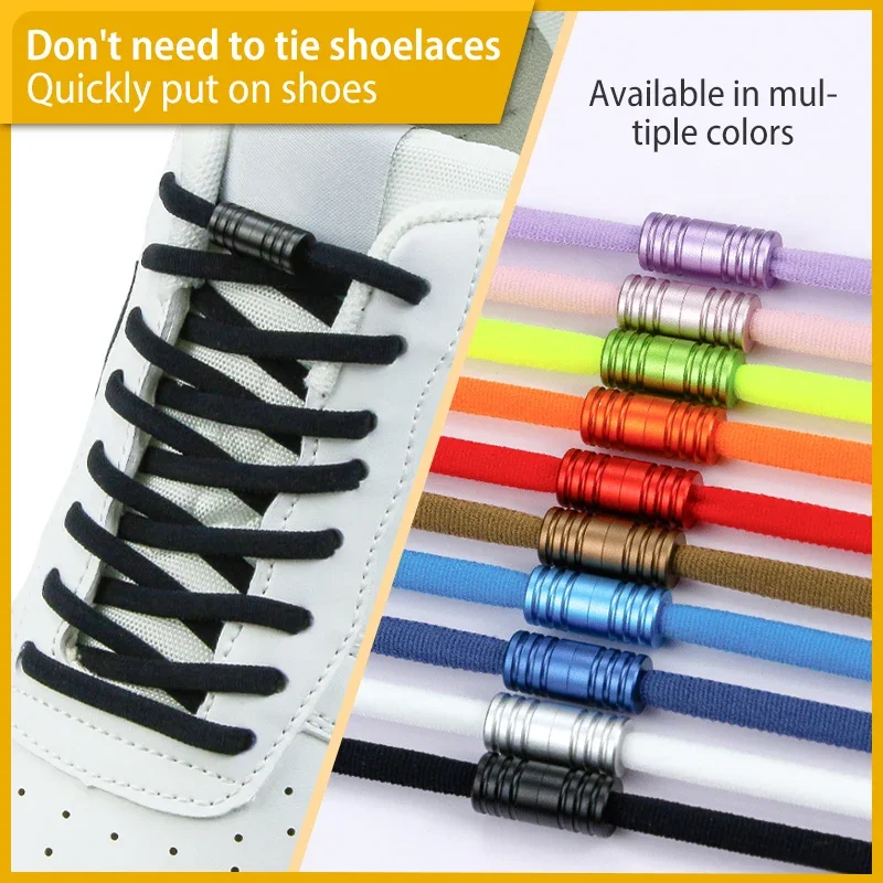 Round Shoelaces without Ties Shoes Accessories No Tie Shoelace for Sports Kids Adult Options Elastic Laces Sneakers Colorful