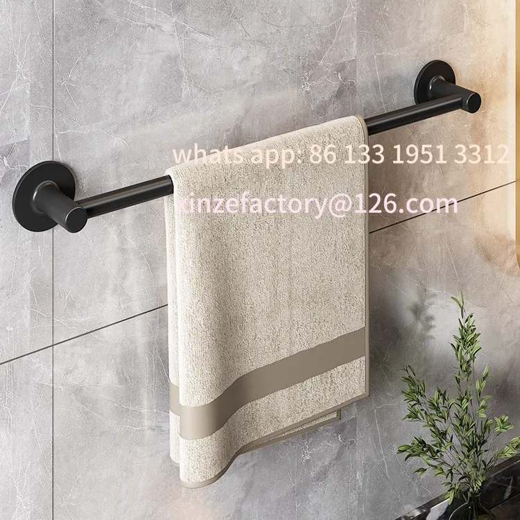 

Hole-free bathroom wall-mounted single-bar bath towel rack hanging rod bathroom hanging towel rack shelf