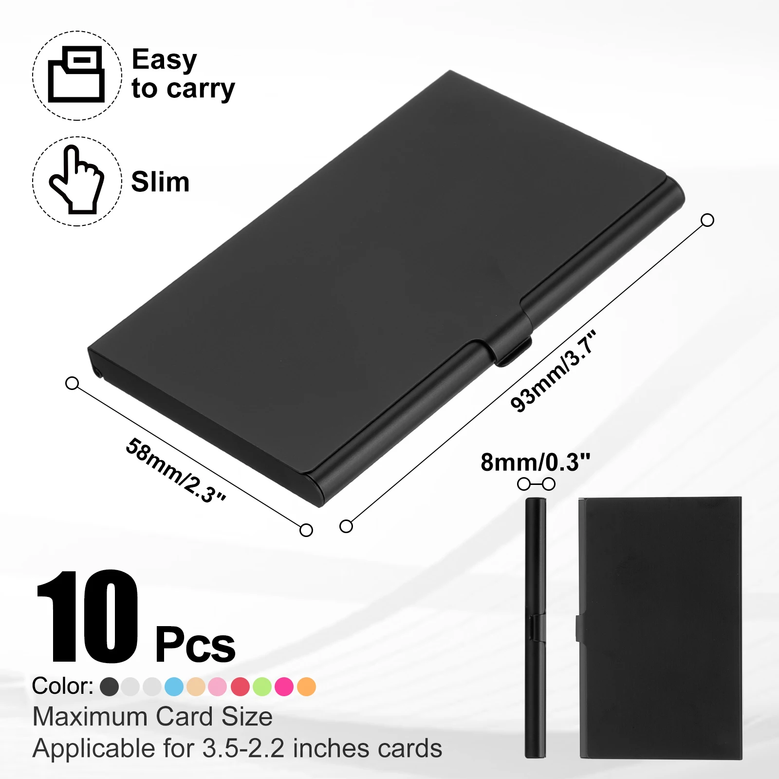 10Pcs Aluminum Alloy Business Card Holder Metal Card Case Professional Pocket Card Holder for Name Card Credit Card Wallet Box