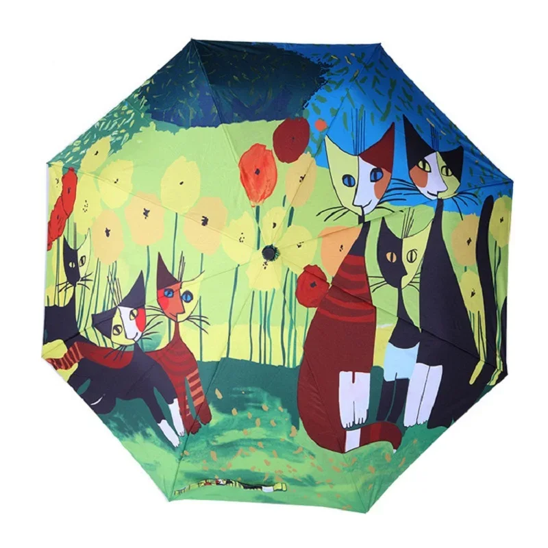 TIANQI słynny obraz olejny parasol damski parasol anty-uv wodoodporne parasole kot paraguas