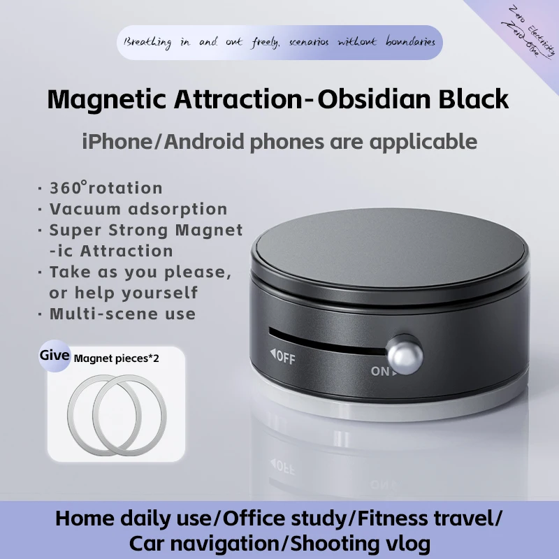 

Magnetic Car Phone Holder Mount 360° Rotation Vacuum Adsorption Car Phone Stand Universal For iPhone 16 17 Pro MAX For Samsung