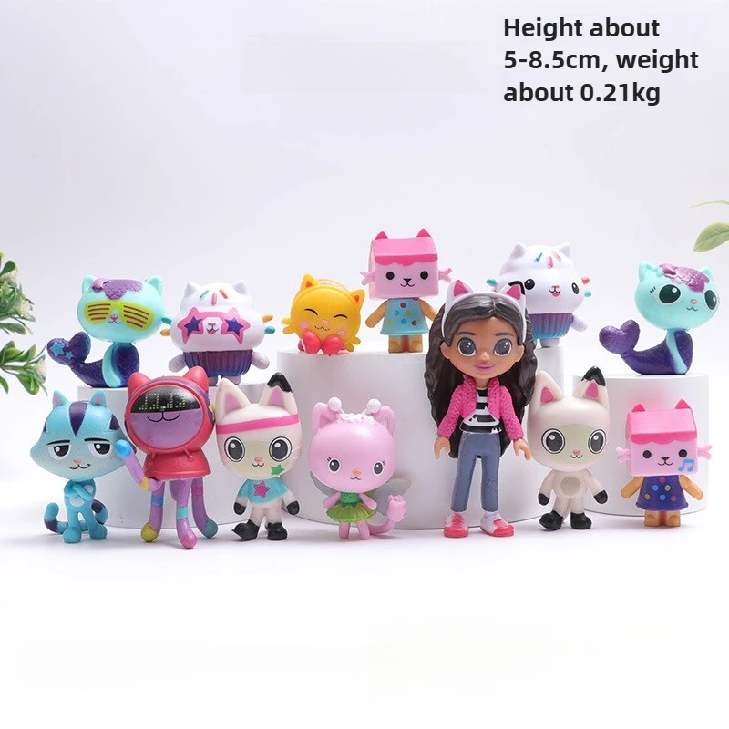 

13pcs/set PVC Gabby Dollhouse Figure Toy Mercat Cartoon Stuffed Animals Smiling Car Cat Hug Gaby Girl Dolls Kids Birthday Gifts