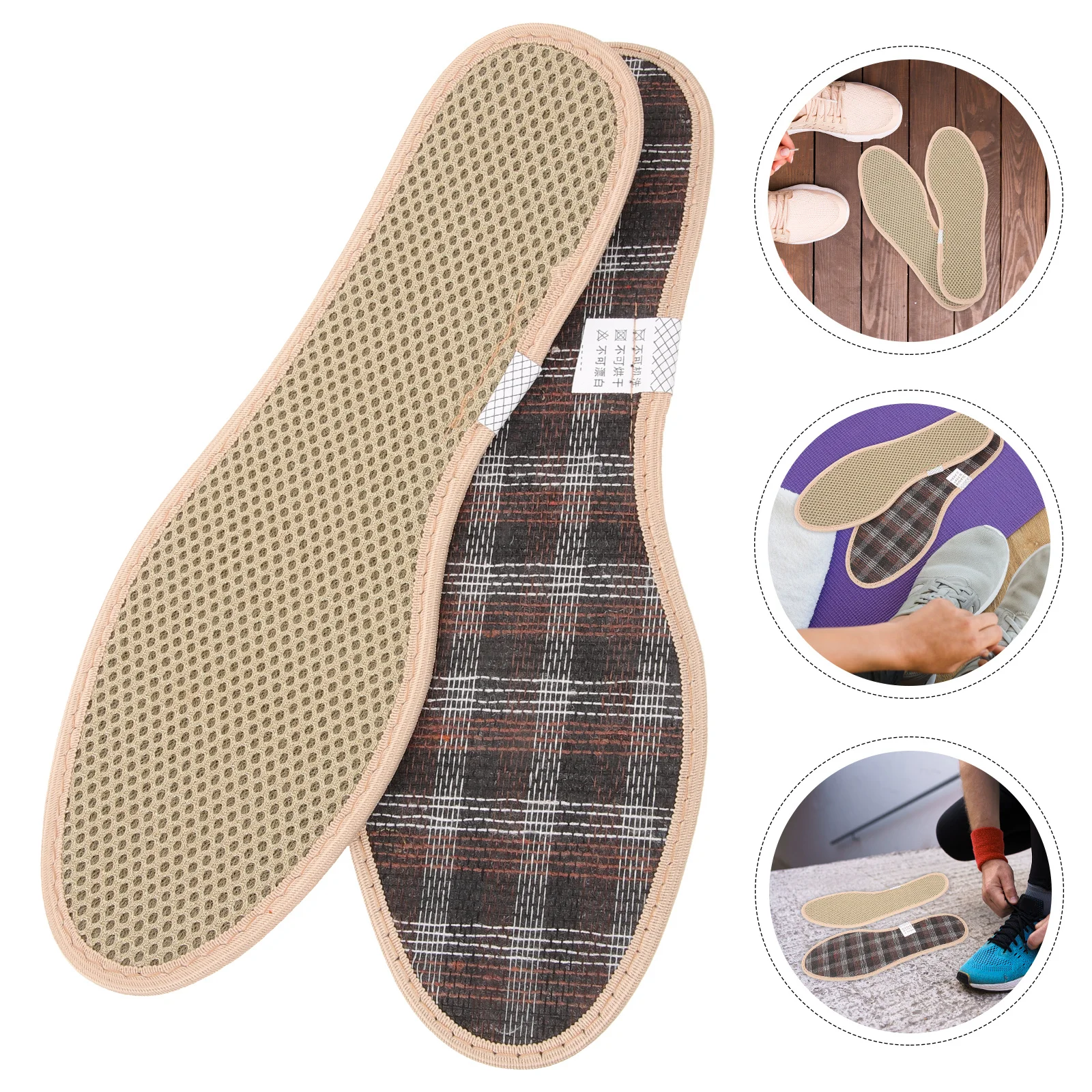 

2pcs Bamboo Charcoal Shoe Insoles Odor Control Arch Support Shock Absorbing Replaceable Breathable Inserts For Daily Walking