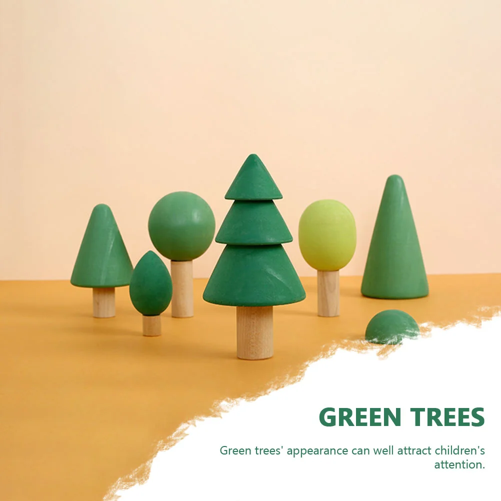 Forest Building Blocks ของเล่นเด็กเด็กปริศนาไม้ปริศนาซ้อนเกม Miniature