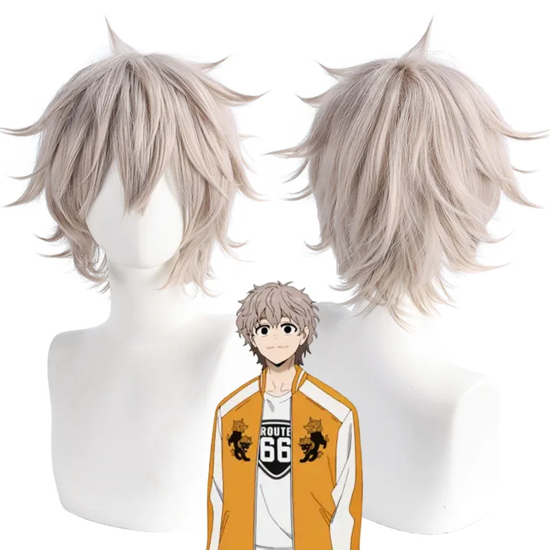 

Synthetic Short Cosplay Wig Bunny Ears Windproof Style Costume Party Hair Heat Resistant Fiber Blue Layered Halloween Anime