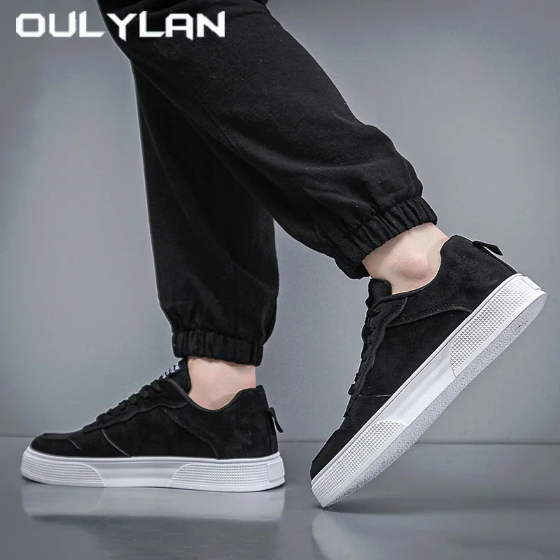 

Oulylan Men Leisure Lightweight Sports Footwear Soft Sole Round Toe Flat Sneakers Outdoor Breathable Comfort Durable Board Shoes