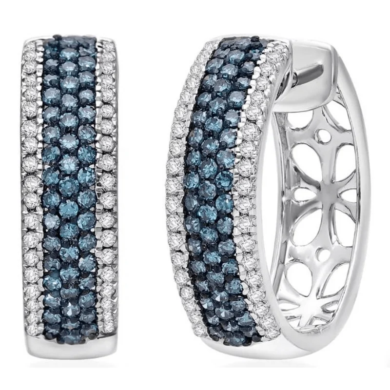 Schicke blaue Creolen mit Zirkonia für Damen, modische, temperamentvolle Kreis-Metallohrringe für den Alltag, vielseitiger Schmuck für verschiedene Anlässe.