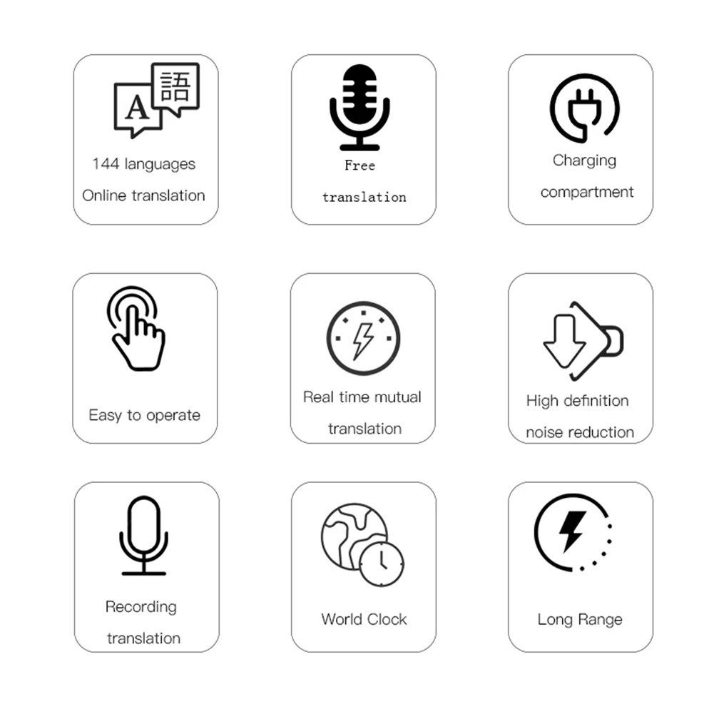 Fones de ouvido sem fio BT 5.4 tradutor em tempo real ANC com cancelamento de ruído 144 idiomas tradutor fone de ouvido caixa de tela de toque inteligente