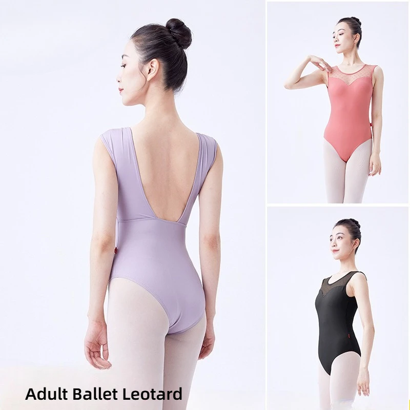 

Women's Ballet Costumes Lace-Panel Jumpsuits Sleeveless Dance Leotard Quick Dry Stretch Fabric with Removable Cups for Dance