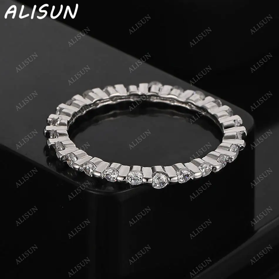 

ALISUN 925 Sterling Silver Zircons Thin Ring For Women Men Fashion Jewelry Vintage Grace Charm Noble Party Birthday Gifts