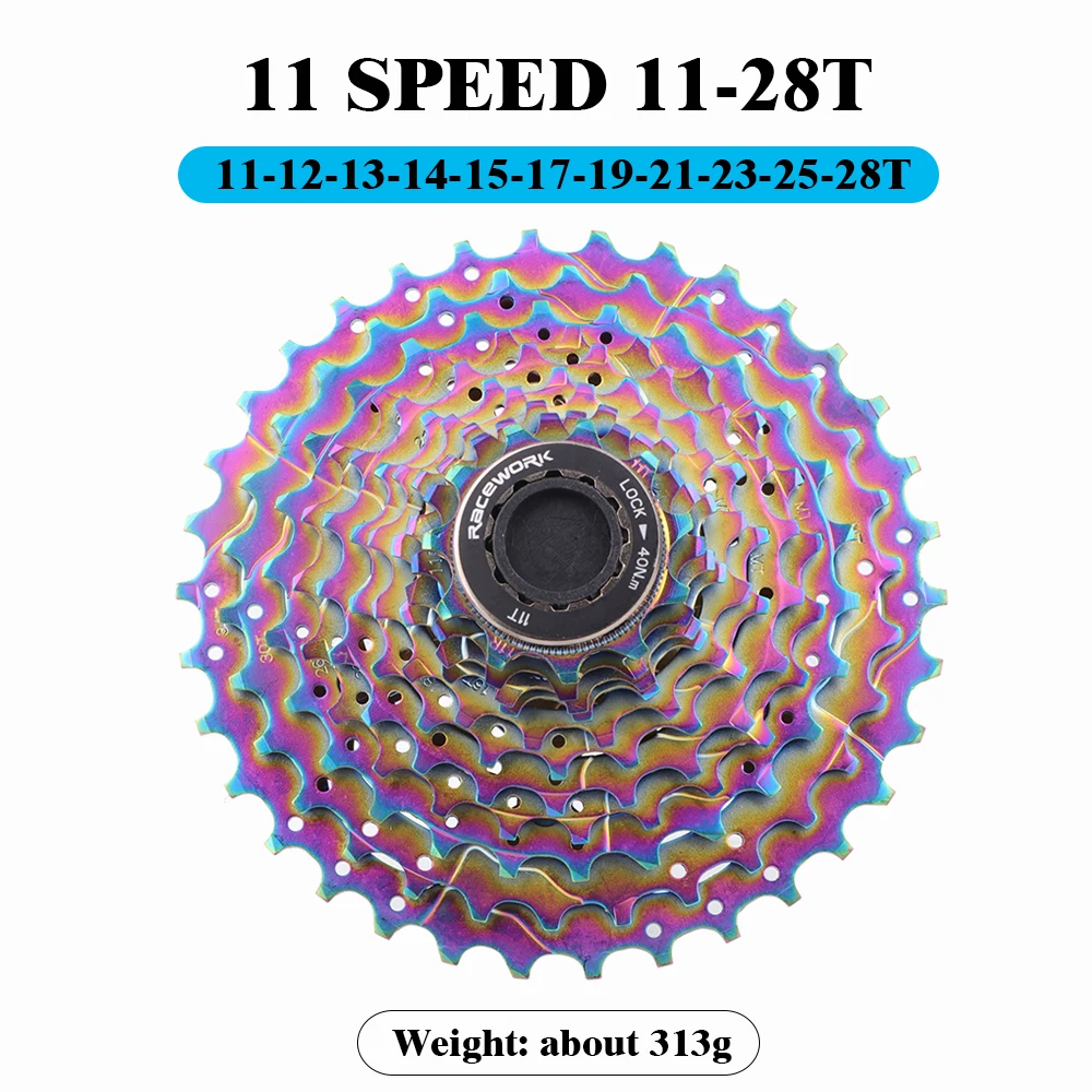 RACEWORK Rennrad 11-Gang-Kassette 28/32/34T Fahrrad 12S Freilauf Gold Silber Regenbogen Schwungrad für Shimano 105 R7000 R8000 – Detail 8