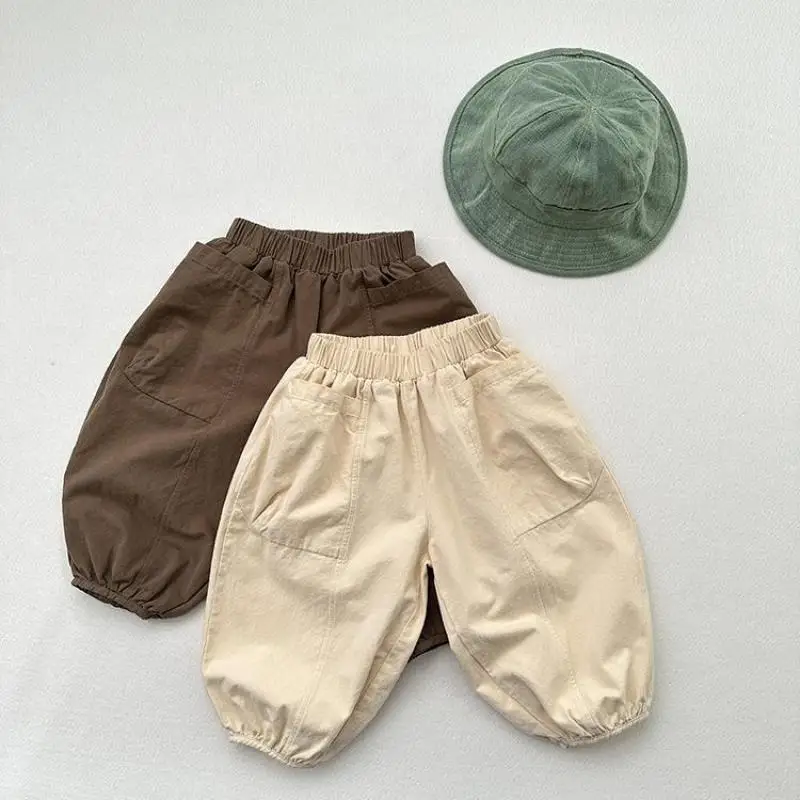 

2025 Autumn New Children Casual Pants Solid Boys Loose Trousers Baby Harem Pants Cotton Girls Vintage Lantern Pants Kids Clothes