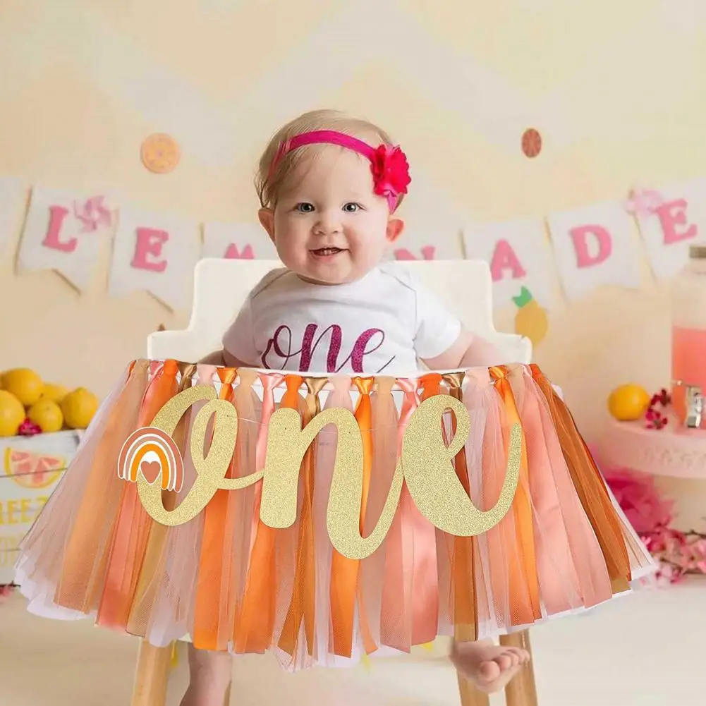 Baby Birthday Party Supplies Baby Girl First Birthday High Chair Skirt Set Party Decoration Celebration Decor for Highchair Cute