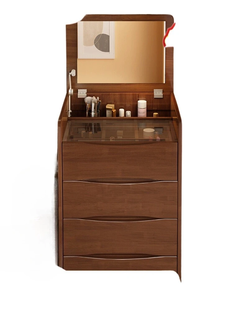 

chest dresser integrated small apartment makeup mirror table bedroom modern simple solid wood flip dual-purpose bedside table