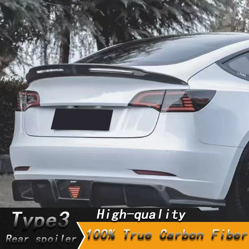 

For 2019-2023 Tesla Model3 100%Real Carbon Fiberhighquality Rear Spoiler Trunk Lid Cmst Style For 2019-2023 Tesla Model3 100%Re