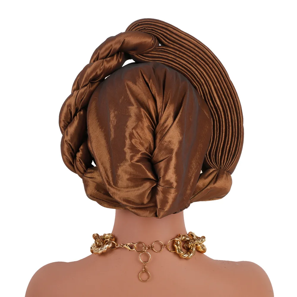 Elegant Braided Turban With Rhinestone Accents African Head Wrap For Women Perfect For Weddings & Party  Nigeria Autogele