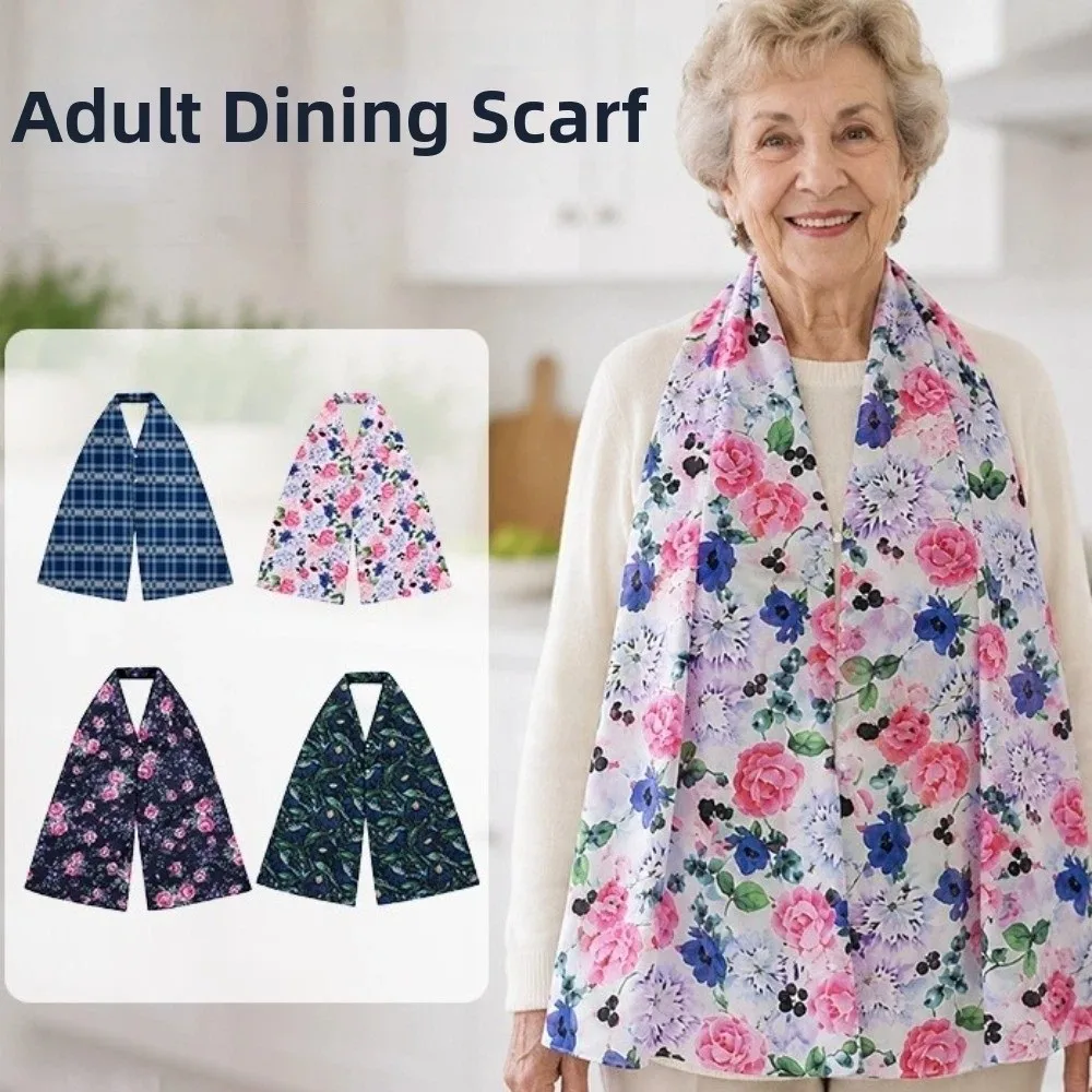 Waterproof Adult Oil-proof Bib Breathable Skin-friendly Floral Print Scarf Bib Extra-large Skirt Washable Mealtime Bib