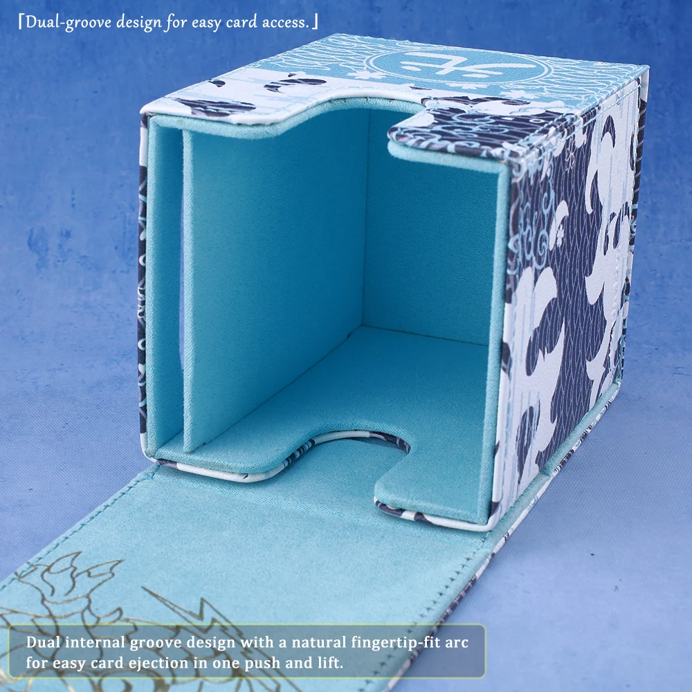 Blue-Eyes White Dragon Card Storage Deck Box, displayvenster, biedt 120 kaarten met mouwen, magnetisch PU voor YuGiOh PTCG MTGame-kaarten