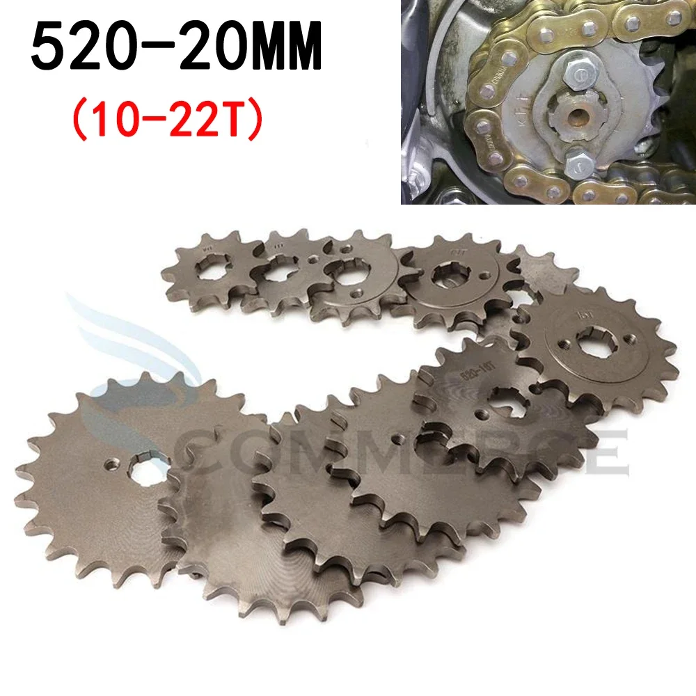 520# 20MM 10 11 12 13 14 15 16 18 19 20 21 22 Tooth Front Engine Sprocket for 150 200 250cc ATV Quad Dirt Bike Motorcycle Parts