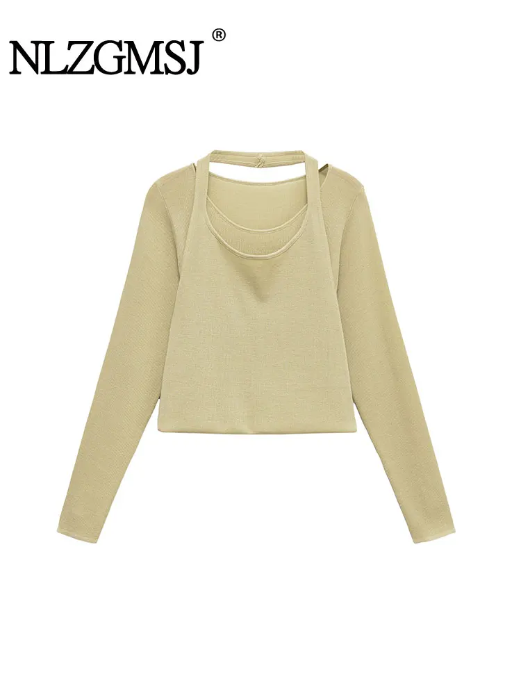 

NLZGMSJ Vintage Casual Women Sweater O-Neck Long Sleeve Tierred Knitted Slim Sweater New Fashion Autumn Holiday Chic Sweater