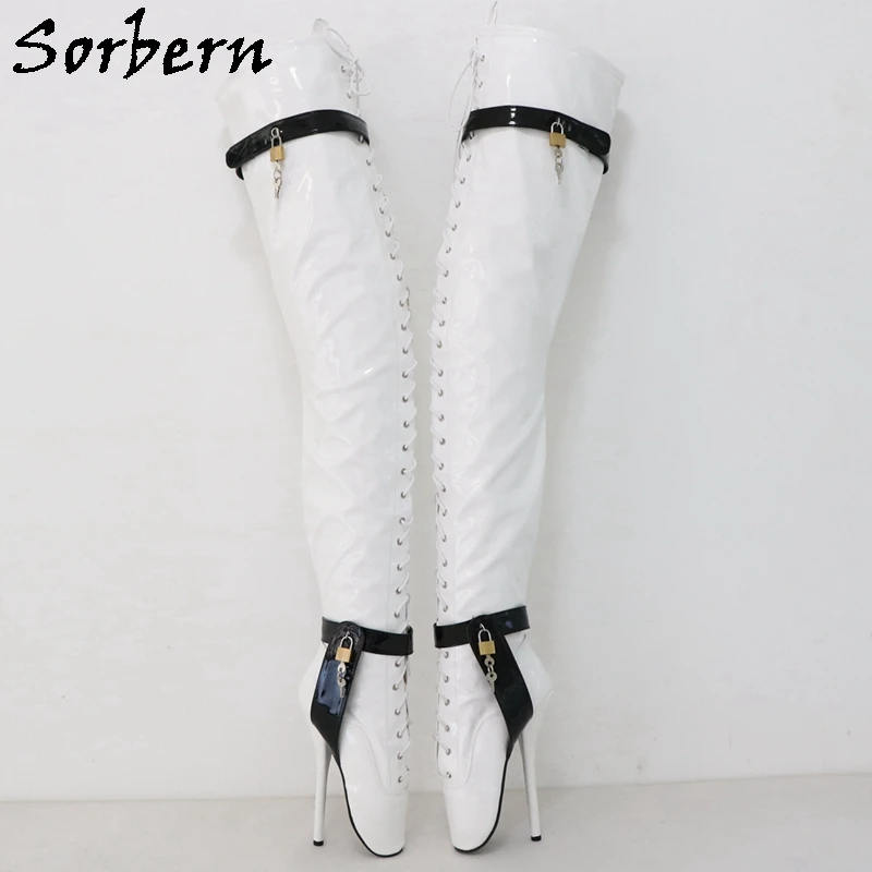 Sorbern 4 Locks Unisex Ballet Boots For Women Crotch Thigh Fetish Unisex Boot Custom Shaft Length Leg Width Bdsm Shoes