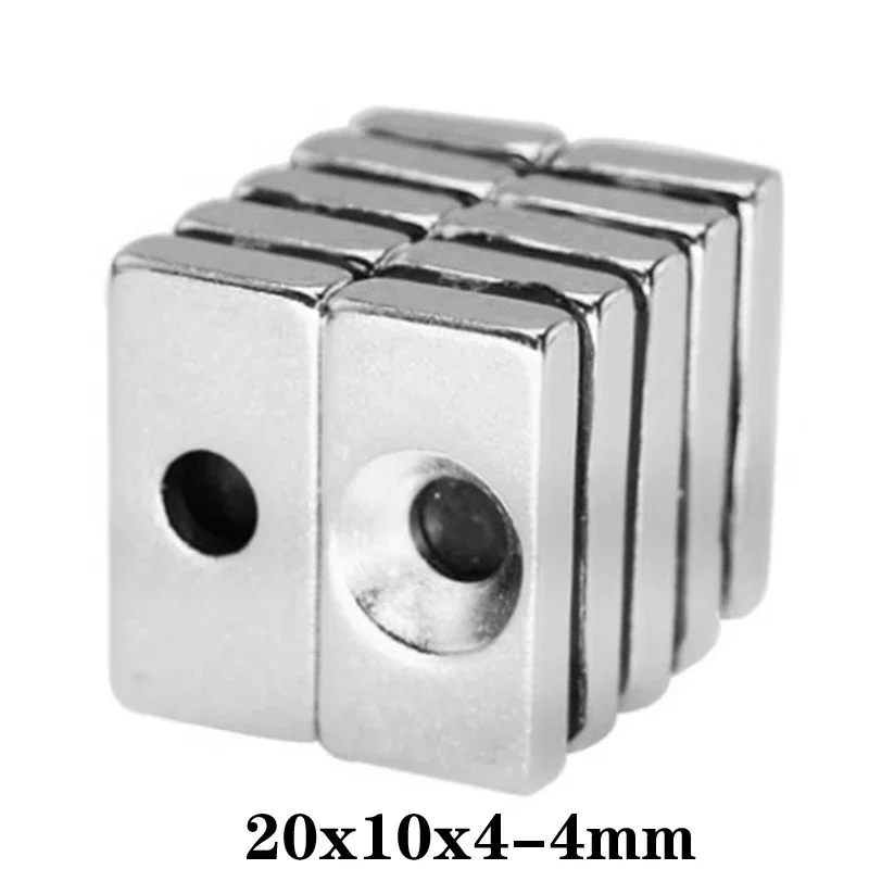 

20x10x4-4 Strong Quadrate Neodymium Magnet Hole 4mm NdFeB Magnetic 20x10x4-4mm Block Rare Earth Magnets 20*10*4-4 mm