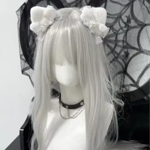 1 Pair Original Homemade Kawaii Cat Hair Clip Gothic Soft Girl Y2K White Angel Cat Ear Subculture Plush Hair Clip