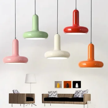 Bauhaus 모던 크림 스타일 침실 침대 옆 램프, 북유럽 마카롱 크리에이티브 식탁 바 램프, 덴마크 디자이너 소형 샹들리에 