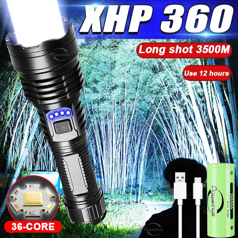 

2024 Super Torch High Power Flashlight Waterproof Zoom Hand Lamp Outdoor Work Lantern Tactical Flashlight Camping Lantern